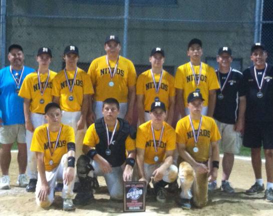 From left, front row: Jimmy Gondek, Connor Fitzsimmons, Zack Moen and Christian Quaranta. Back: Coach Steve Fitzsimmons, Kyle Deleu, Sean Young, Matt Larmer, Nick Colao, Christian Capuano, Coach Joe Gondek and Head Coach Chris Capuano. Missing: Cody Bartsch, Connor Coyle, Cam Estanislau and Alex Herbert.