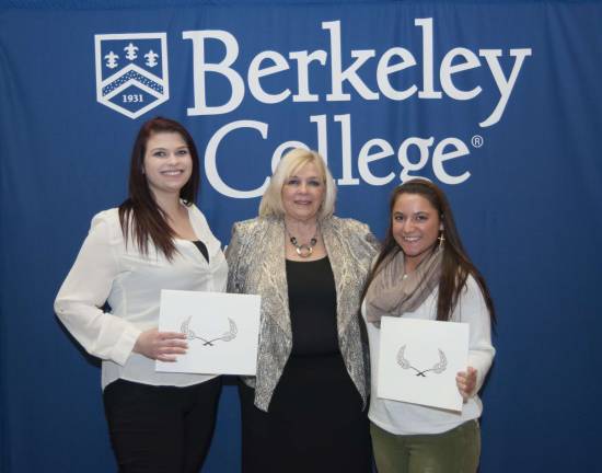 Sussex County high school student Courtney Best of Branchville; Maureen DiFonzo, Berkeley College Campus Operating Officer, Dover; and student Kaitlyn Mauriello of Wantage. The students received scholarships to attend Berkeley College.