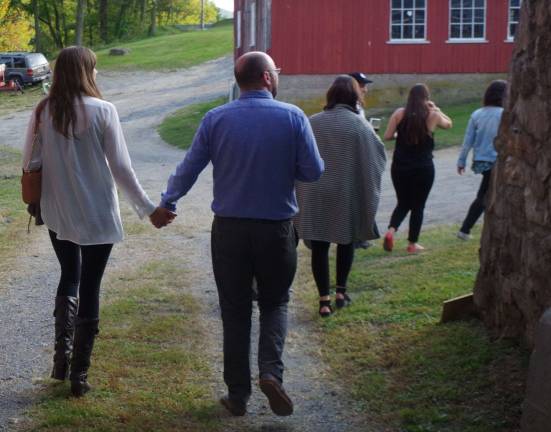 Visitors leave to explore the grounds and gardens at Meadowburn Farm