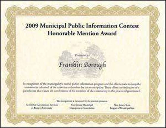 Franklin gets award for 2010 e-calendar