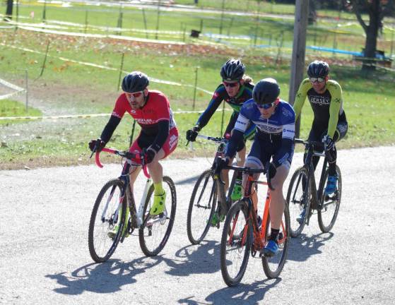 Cyclists move along a section of the race course.