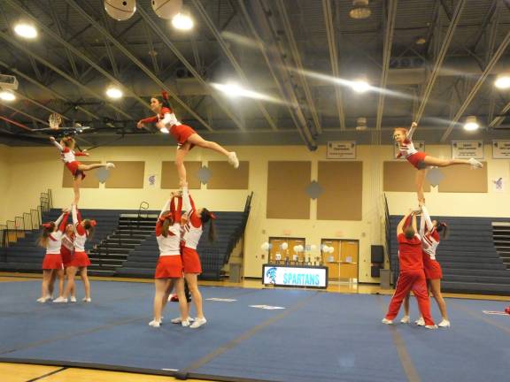 The High Point Regional High School cheerleaders performed in the Varsity Small category.