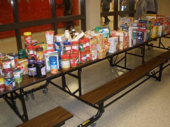 Students at High Point Regional High School collected more than 2,700 pounds of food for the Fill the Bus charity event.