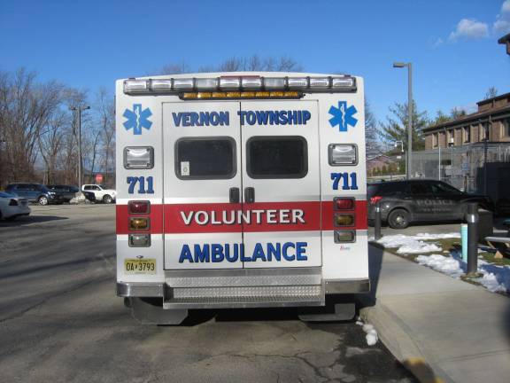 One of the rigs of the Vernon Township Ambulance Squad is on display.