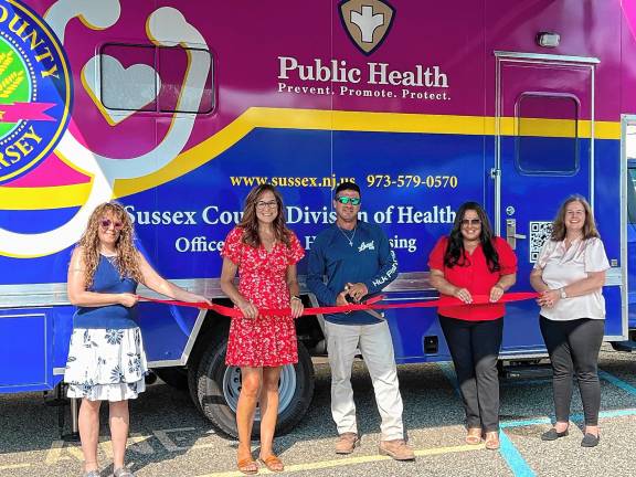From left are Christine Florio, Sussex County Health and Human Services administrator; Jill Space, deputy director of the Sussex County Board of County Commissioners; Chris Carney, director of the board; state Assemblywoman Dawn Fantasia; and Jennifer Shortino, health officer/director. (Photo provided)