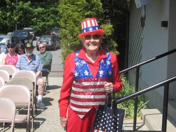 One woman attending the ceremony was decked out in red, white and blue.