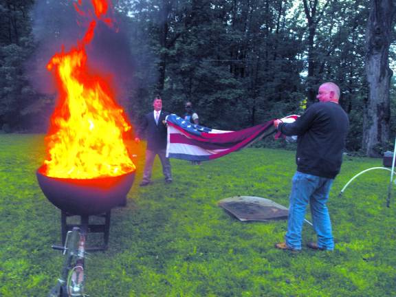 Disposing of the flags.