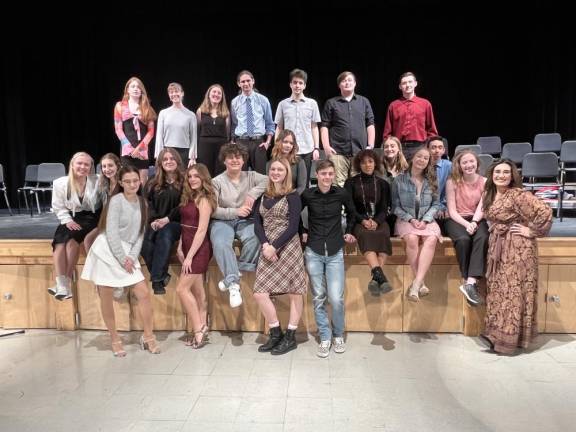 Members of the Vernon Township High School chapter of the International Thespian Society pose at the recent induction ceremony.