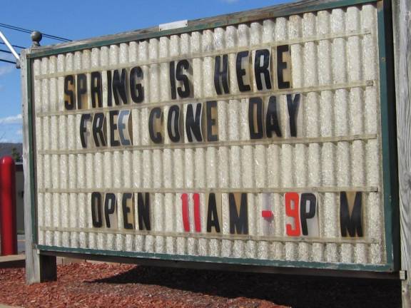 On March 21, the first full day of spring, Dairy Queen offered free ice cream cones.