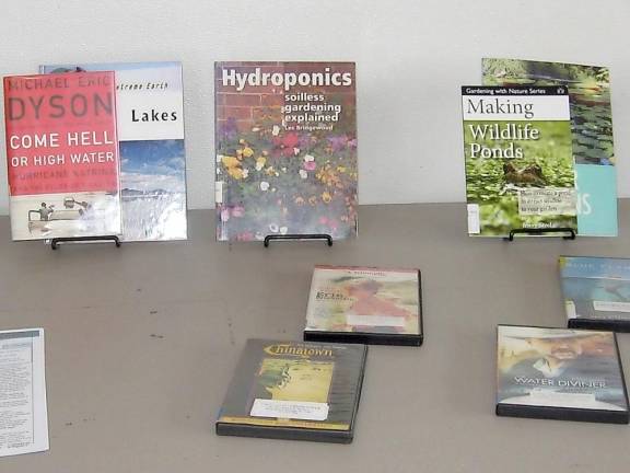 The Sussex-Wantage Library displayed specific books on water for the Saturday workshop.