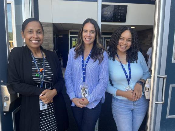 Hispanic Heritage Month was celebrated by Vernon Township High School as they honored the rich contributions of Hispanic culture with Principal Lindsay LeDuc Young (center), Emely Paulino (l) and Gabriella Gonzalez (r).