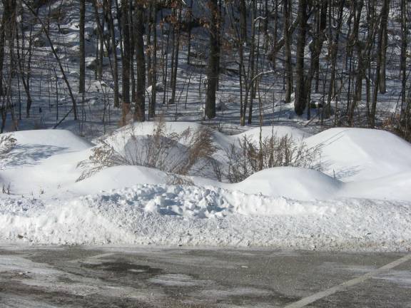 PHOTOS BY JANET REDYKE The white stuff is plowed and drifted by forceful winds in this winter scene in Hamburg.