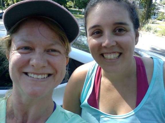 Janice Doty of Pine Bush and Alexis Tarrazi after a run.