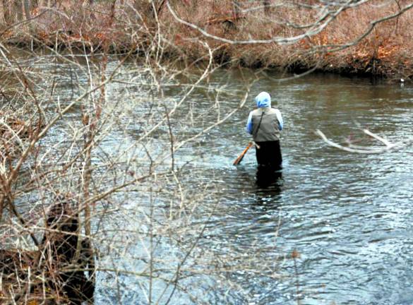 Photo by Nick Ortiz Jeff Carver of Vernon is trout fishing at the Wallkill River on the opening day of trout season on Saturday, April 5.