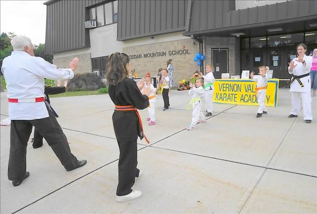 The Vernon Valley Karate Academy Rangers demonstrate the Bully Kata (Photo by Vera Olinski)