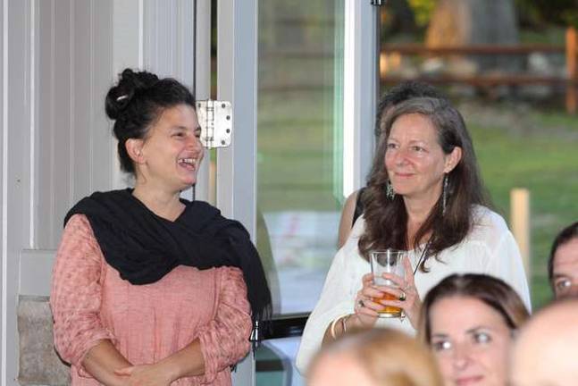 Judges Dina Falconi, a forager from New Paltz, N.Y. and Robin Rose Bennett, a green witch from West Milford, N.J.