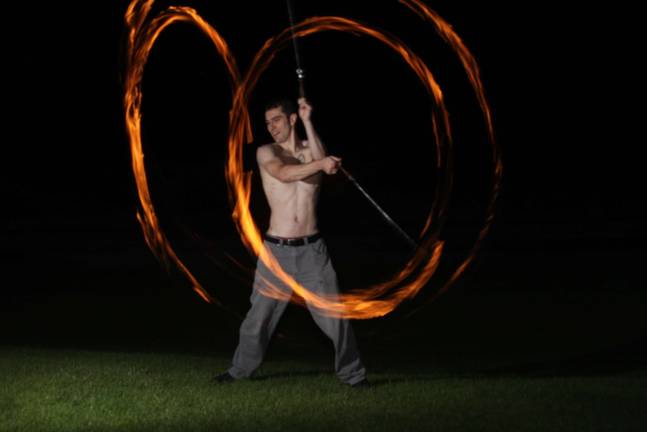 Jon Larsen, fire spinning