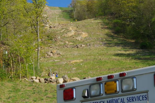 Looking up the trail on which the accident occurred.