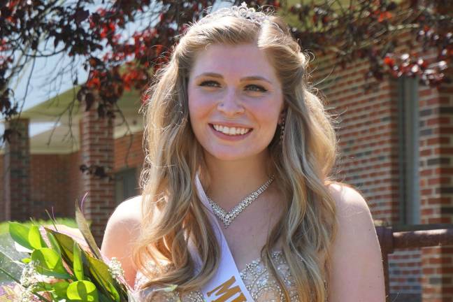 Miss Wantage Kelly Wask stnds outside the Wantage Township Municipal Building.