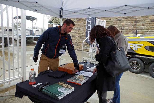 Jon Russo of Hewitt-based South Shore Marina brought a selection of speedboats and pontoon boat cruisers to the show.