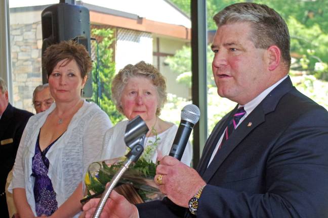 State Senator Steve Oroho addresses the crowd during the Vernon Senior of the Year ceremony for Eleanor Cacchio.