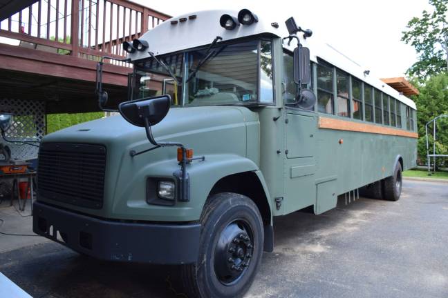 Photo by Erika Norton Michael Fuehrer bought the school bus in May 2016, and has been working to make it his home ever since.