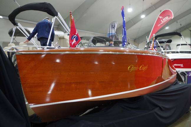 A vintage Chris-Craft was on display.