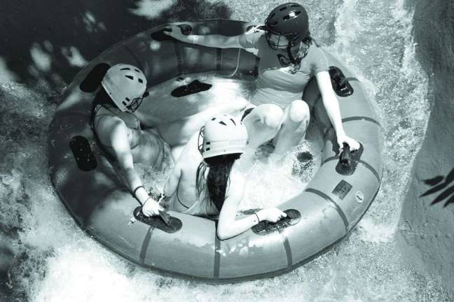 Helmets are required and supplied for riders on Rogue River ride.