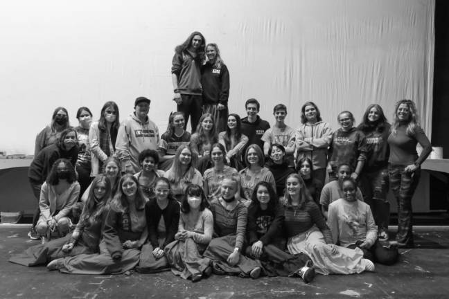 The cast and crew of ‘Cinderella’ pose on set, accompanied by their director, Lindsay McAloney. Photo credit: Matt Moment