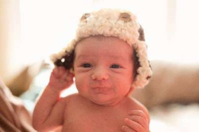 Photo, Lindsey Carbonaro of Newton Tristan Nicholas, a week old.