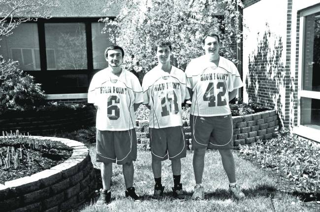 High Point lacrosse captains Luke Kucinski, Mark Onorevole and Tim Osborn.