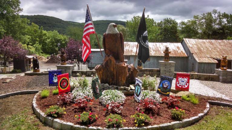 A new armed forces tribute garden was created at Pappa Contracting &amp; Landscape Supply, located at 56 Route 94 in Vernon. The chainsaw-carved eagle by Jim Haggart of Jim's Chainsaw Carvings is now located at Pappa Contracting &amp; Landscape Supply.