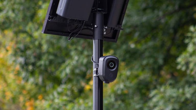 A Flock camera at Warwick Turnpike and Bowen Road. The Town of Warwick has 10 ALPR cameras. Photos by Aja Brandt.