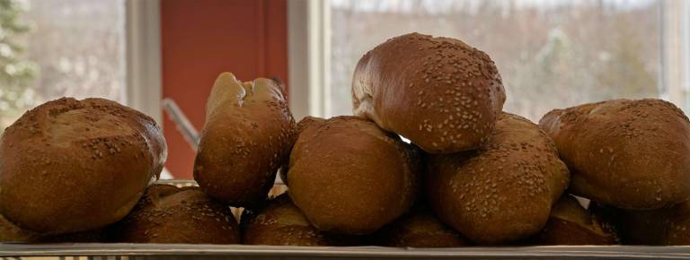 The semolina bread is delivered fresh daily at Kenny's Corner.