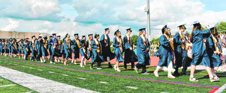 <b>Vernon Township High School seniors processed into the ceremony.</b>