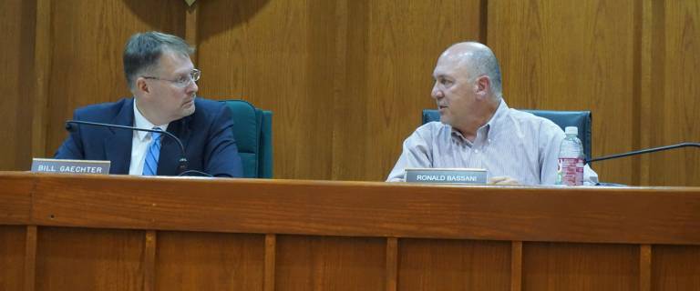 Photos by Vera Olinski From left, Bill Gaechter and Deputy Mayor Ron Bassani discuss the possibility of Rail to Trail bike paths in Wantage Township.