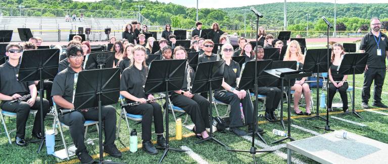 <b>Vernon Township High School band waits to perform.</b>