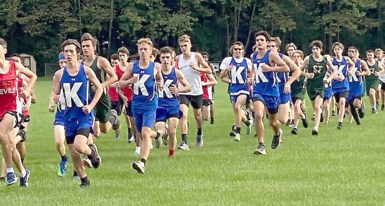 The boys Kittatinny cross country team starting a meet (Photo by Laurie Gordon)