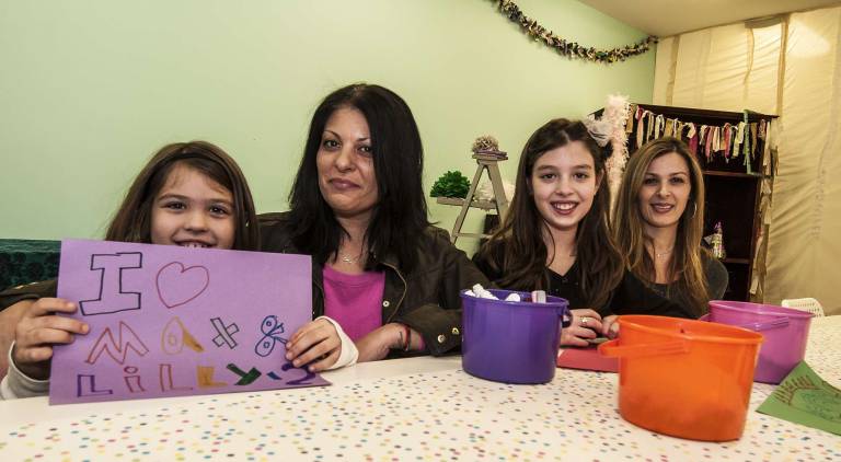 Photos by Warren Westura Fomr left: Alana Shraga, 6, of Allamuchy with some of her handiwork; mom and business owner Michele; Mia Rizzo, 10 of Sparta; and her mom Michele's sister and co-owner Jennifer Rizzo at Max &amp; Lilly's in Hamburg.