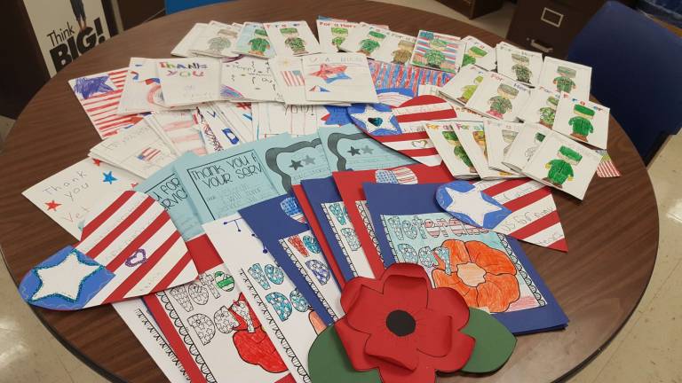 Cedar Mountain Primary School demonstrated their gratitude towards veterans by making cards and writing notes of appreciation. This school wide activity coincided with Veteran&#x2019;s Day where students were instructed in what this special day represents. An abundance of cards/notes were collected. Children worked diligently and were very proud of their finished project. These notes were sent to Veterans at Picatinny Arsenal and also the Veteran&#x2019;s Hospital in East Orange.
