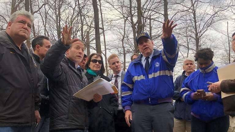 [U.S. Rep. Josh Gottheimer discusses next steps for the waste mountain in Vernon with DEP Commissioner Catherine McCabe and DEP Director of Solid Waste Enforcement Mike Hastry in late 2018]