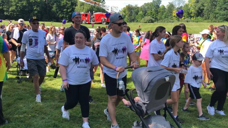 About 600 people took part in the Changing the Face of Addiction Walk on Saturday, Aug. 5 in Franklin. (Photos by Kathy Shwiff)