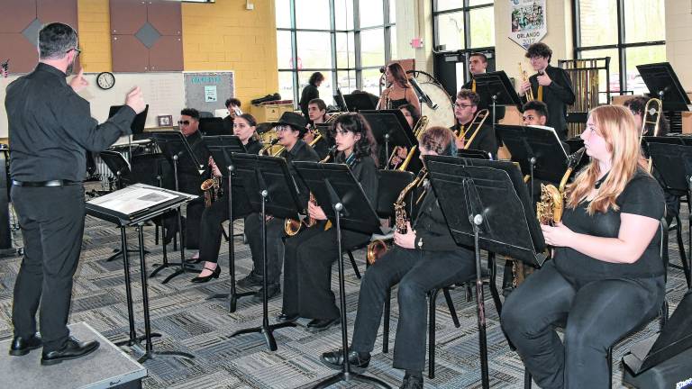 The Vernon band warms up.
