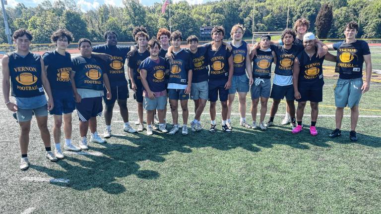 <b>Seniors playing on the Vernon Township High School football team this fall. (Photo provided)</b>