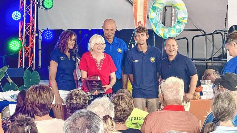 <b>Senior of the Year Shirley Smith Hill of Augusta, second from left, poses with, from left, Jill Space, deputy director of the Sussex County Board of County Commissioners, Commissioners Alan Henderson and Jack DeGroot, and Rep. Josh Gottheimer, D-5. (Photo provided)</b>