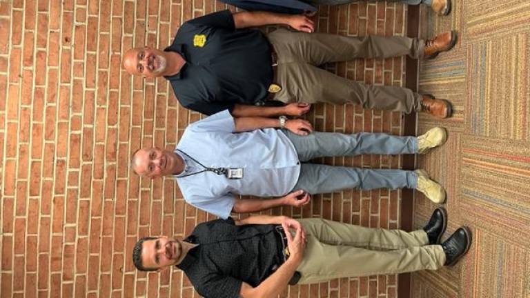 From left are Vernon Township Police Capt. Jason Haw; Scott Waleck, the Vernon Township School District’s director of safety and security; Police Chief Daniel Young; and school Superintendent Russell Rogers. (Photo provided)