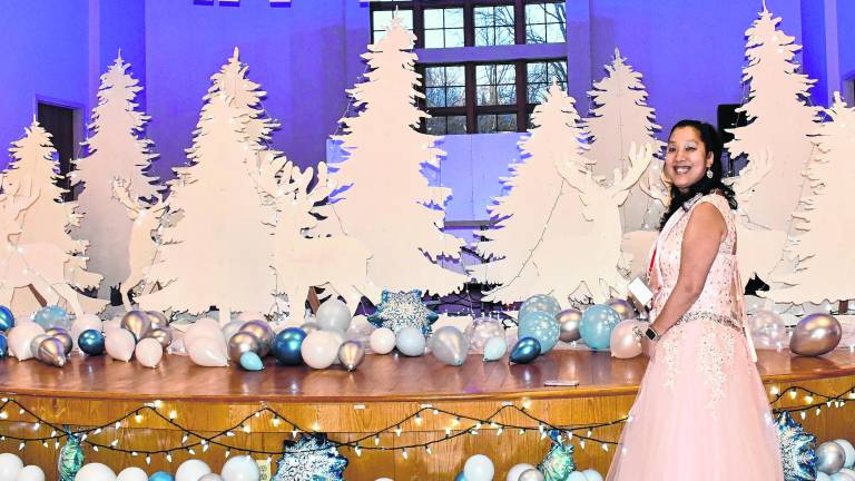 <b>Corey Sandrue of Frankford stands in front of the stage. </b>