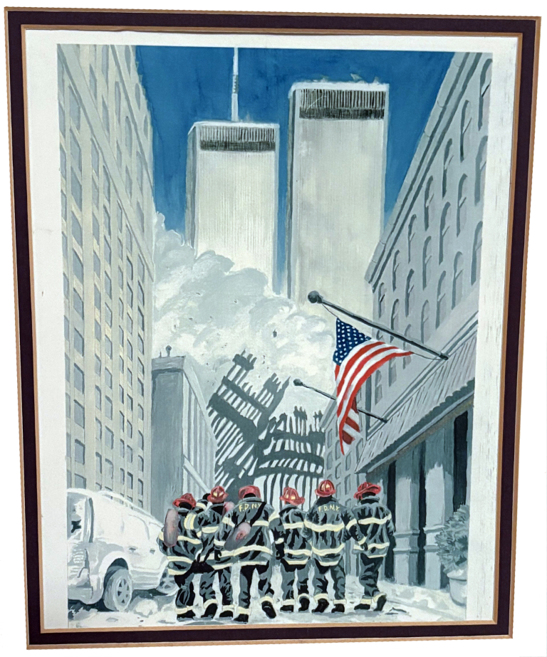$!September 11th drawings and painting by Brian Chichester of Harriman