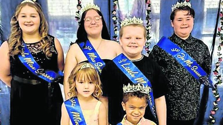 <b>Mini Miss Sussex is Bayleigh Freeman, Mini Mister Sussex is Siraiah Brand, Little Miss Sussex is Sophia Daidone, Little Mister Sussex is Jasper Decker, Junior Mister Sussex is Isaiah Benner, Miss Sussex is Paige Decker.</b>